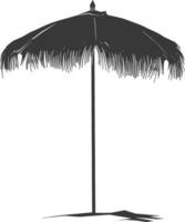 silhouette umbrella beach full black color only vector