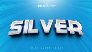 Silver shiny 3d text effect design psd