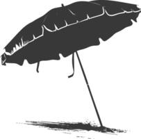 silhouette umbrella beach full black color only vector