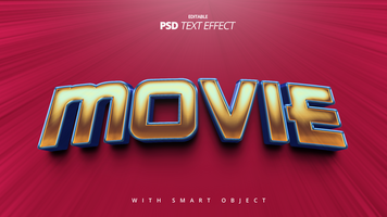 Movie red 3d text effect design psd