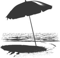 silhouette umbrella beach full black color only vector
