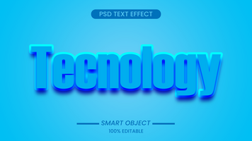 Editable 3d text effects technology blue color text effect template psd