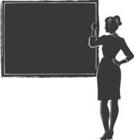 silhouette women school teacher teaching in front of class vector