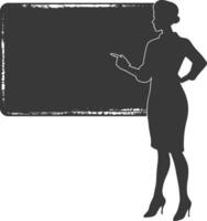 silhouette women school teacher teaching in front of class vector