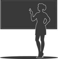 silhouette women school teacher teaching in front of class vector