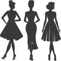 Silhouette women dresses black color only vector