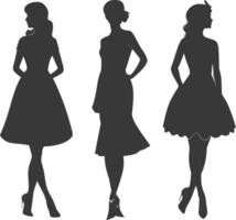 Silhouette women dresses black color only vector