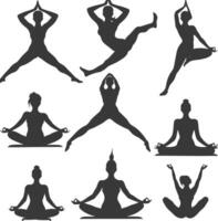 silueta yoga empresas negro color solamente vector