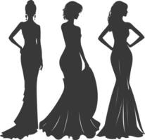 Silhouette women dresses black color only vector