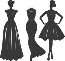 silueta mujer vestidos negro color solamente vector