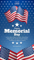 A poster for Memorial Day with a flag and stars psd