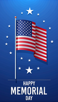 A poster for Memorial Day featuring a flag and stars psd