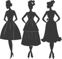 Silhouette women dresses black color only vector