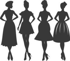 Silhouette women dresses black color only vector