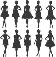 Silhouette women dresses black color only vector