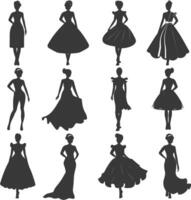 Silhouette women dresses black color only vector