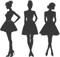 Silhouette women dresses black color only vector