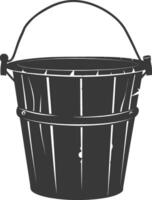 Silhouette wooden bucket black color only vector