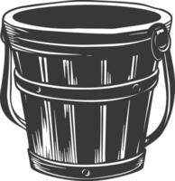 Silhouette wooden bucket black color only vector