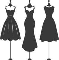 silueta mujer vestidos negro color solamente vector