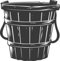 Silhouette wooden bucket black color only vector