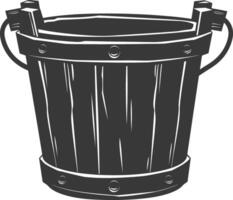 Silhouette wooden bucket black color only vector