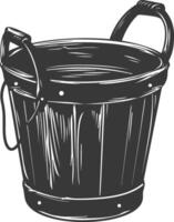 Silhouette wooden bucket black color only vector