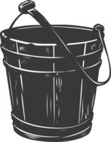 Silhouette wooden bucket black color only vector