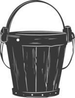 Silhouette wooden bucket black color only vector