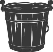 Silhouette wooden bucket black color only vector