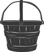 Silhouette wooden bucket black color only vector