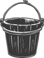 Silhouette wooden bucket black color only vector