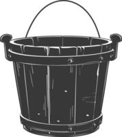 Silhouette wooden bucket black color only vector