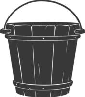 Silhouette wooden bucket black color only vector