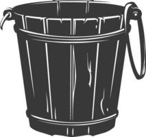 Silhouette wooden bucket black color only vector