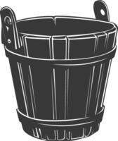 Silhouette wooden bucket black color only vector