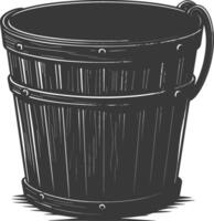 Silhouette wooden bucket black color only vector