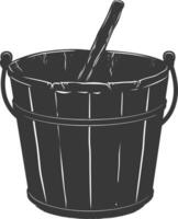 Silhouette wooden bucket black color only vector