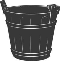 Silhouette wooden bucket black color only vector