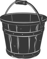 Silhouette wooden bucket black color only vector