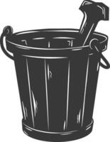 Silhouette wooden bucket black color only vector