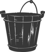 Silhouette wooden bucket black color only vector