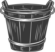 Silhouette wooden bucket black color only vector