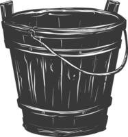 Silhouette wooden bucket black color only vector