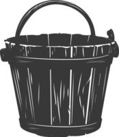 Silhouette wooden bucket black color only vector