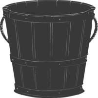 Silhouette wooden bucket black color only vector