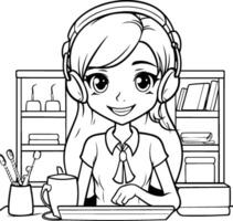 Teenager girl with headphone design. Person people human profile and user theme illustration vector