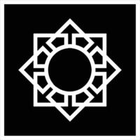 Square in a circle with a frame logo. illustration of a black and white square in a circle frame symbol logo. White icon with reversed grey-black background vector