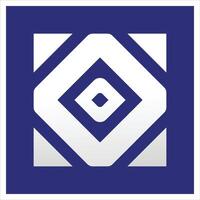 Geometric White blue illustration. symbol on blue, O icon, symbol. vector