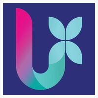 J Flower smart logo blue background. J letter smart gradient logo. abstract logo design. logo for company business. Abstract floral design. vector